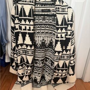 Ralph Lauren Black and Cream Geometric Cardigan